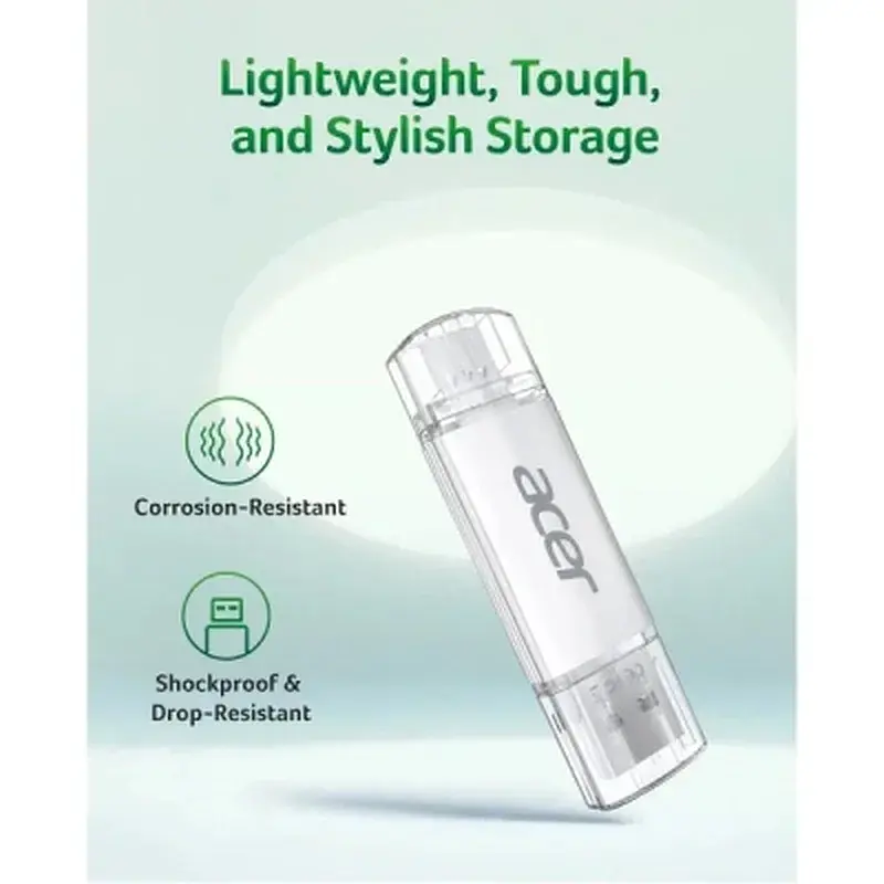 USB флеш накопичувач Acer 64GB UT300 USB-A/Type-C 3.2 Silver (BL.9BWWA.589) - фото 5