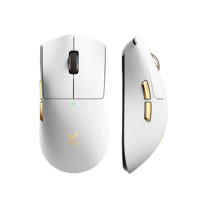 Беспроводная игровая мышь MCHOSE K7 Ultra / Три режима подключения / PAW3950 / 42 000 DPI / White Golden - фото 2