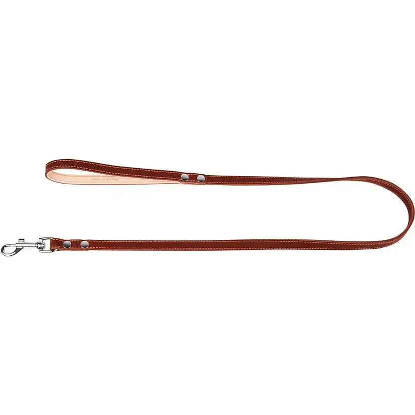 Повідець для собак Collar, подвійний, з прошивкою, шкіряний, 122х1,6 см, коричневий - фото 2