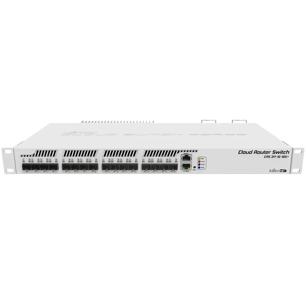 Комутатор Mikrotik CRS317-1G-16S+RM, 16x SFP/SFP+ cages, RouterOS Level 6, redundant power suppl - фото 2