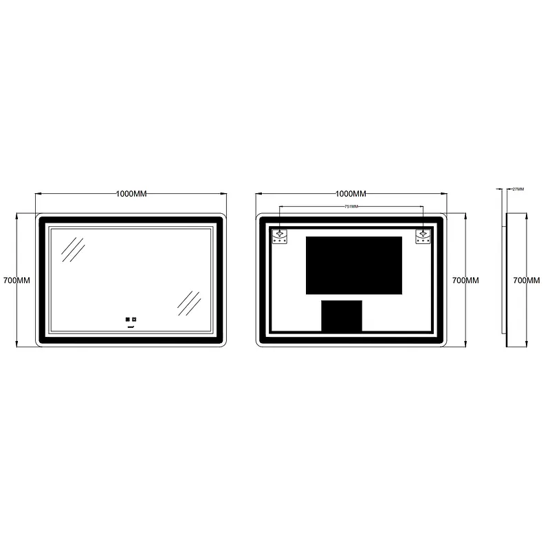 Дзеркало Zerix Mirra MR05-100x70 з LED Touch, Anti-fog, димером, регулятором яскравості ZX6060 - фото 2
