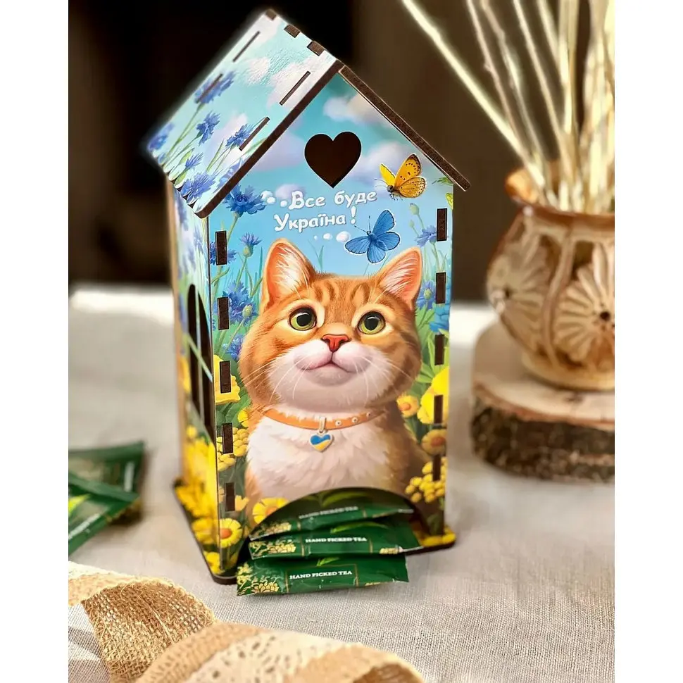 Чайний будиночок Ubumblebees Рудий котик (ПСФ156) PSF156 дерев'яний - фото 2