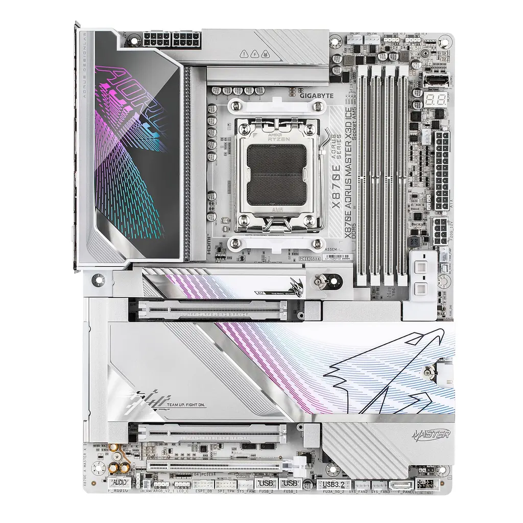 Gigabyte Материнська плата X870E A MASTER X3D ICE sAM5 X870 4xDDR5 M.2 Wi-Fi BT HDMI DP ATX