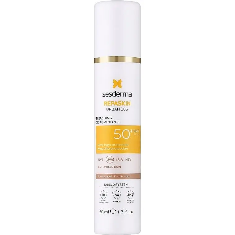 Сонцезахисний крем для обличчя Sesderma Repaskin Urban 365 Bleaching Cream SPF 50+ з депігментуючою дією 50 мл - фото 2