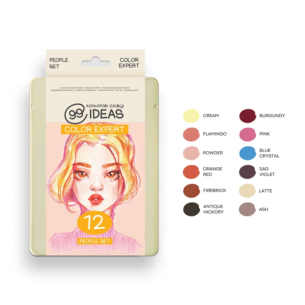 Набір олівців кольорових 99IDEAS "Color Expert" 12 кольорів, People Set, металева коробка, 99CE-12PEOP - фото 3