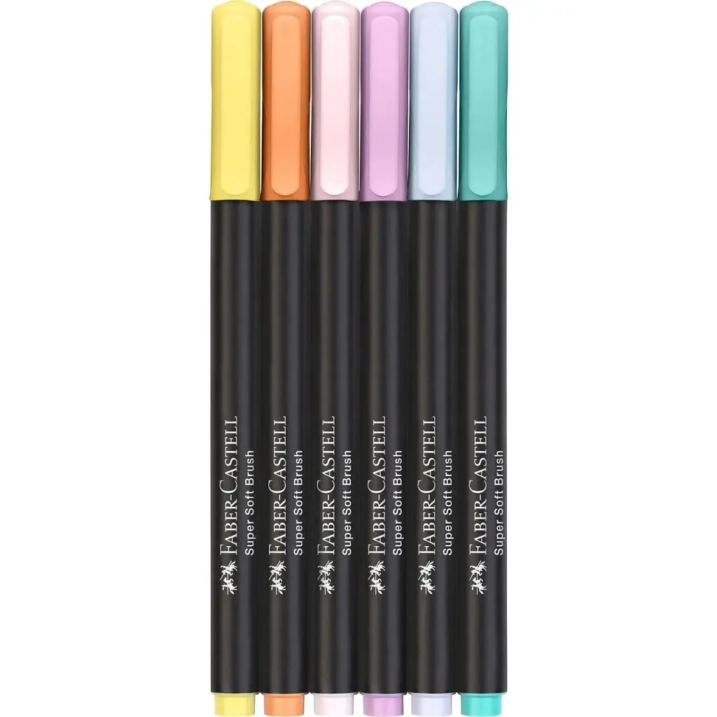 Фломастери Faber-Castell пензлики Black Edition Pastel пастельних кольорів, 6 кольорів (32357) - фото 3