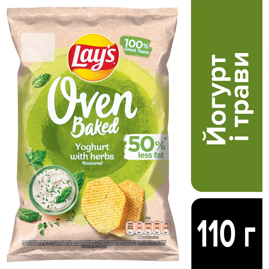 Чипсы Lays Oven Baked со вкусом йогурта с травами 110 г (944157) - фото 3