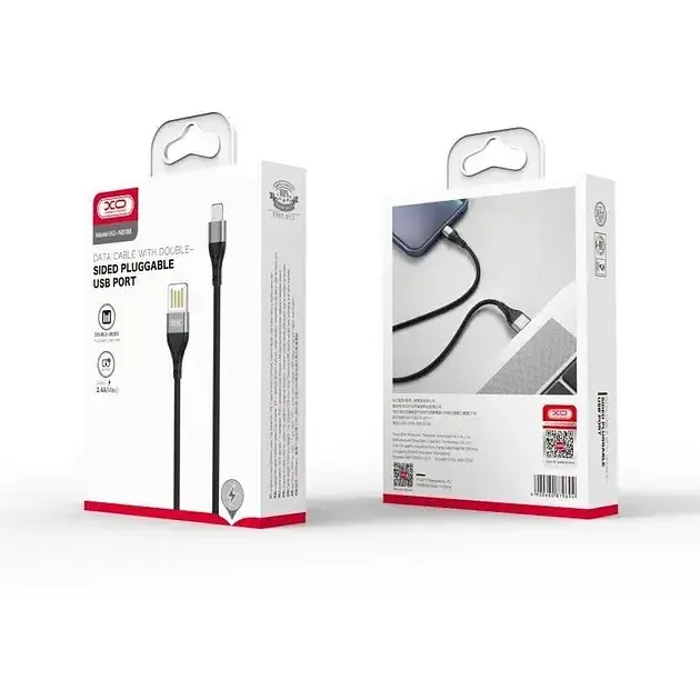 Кабель XO NB188 USB A - Lightning 2.4 A 1 м чорний - фото 2