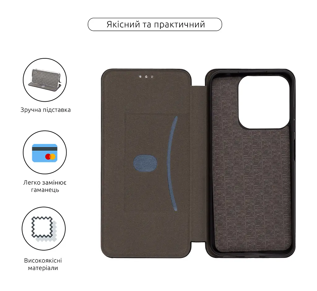 Чехол-книжка для ZTE Nubia V70 Design 4G/V70 Vita 4G, G-Case, черный, кожаный чехол-книга из экокожи (PU) и TPU, с магнитом, с подставкой и вместительным кардхолдером, противоударный, защита всего корпуса, ArmorStandart (ARM82967) - фото 3