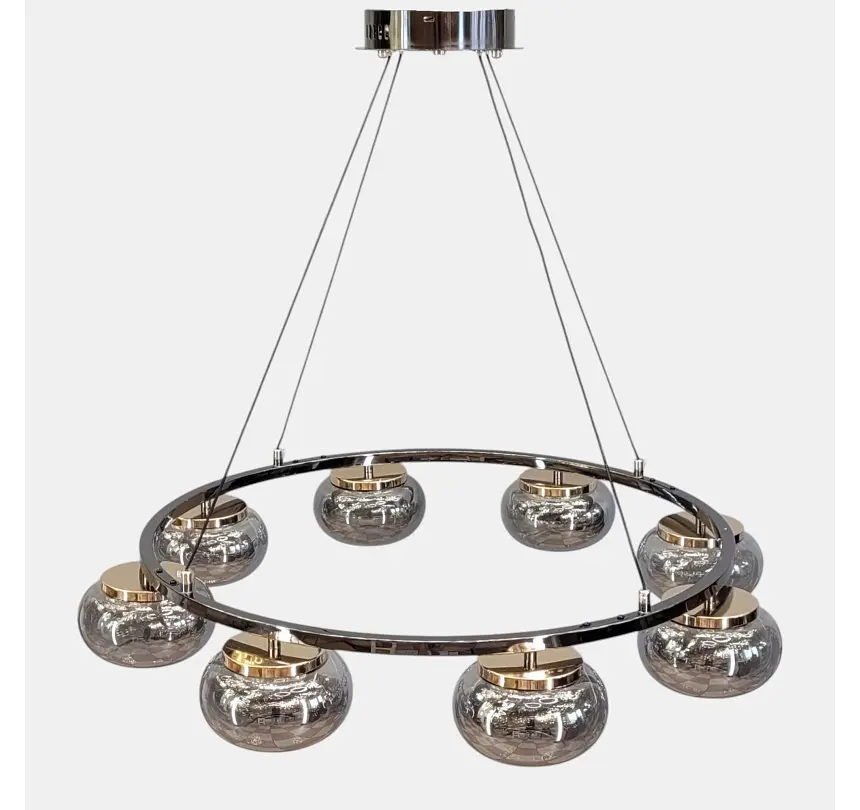 Світлодіодна люстра підвісна Artlight LQ7125-8 з вісьма графітовими плафонами, 50W - фото 2
