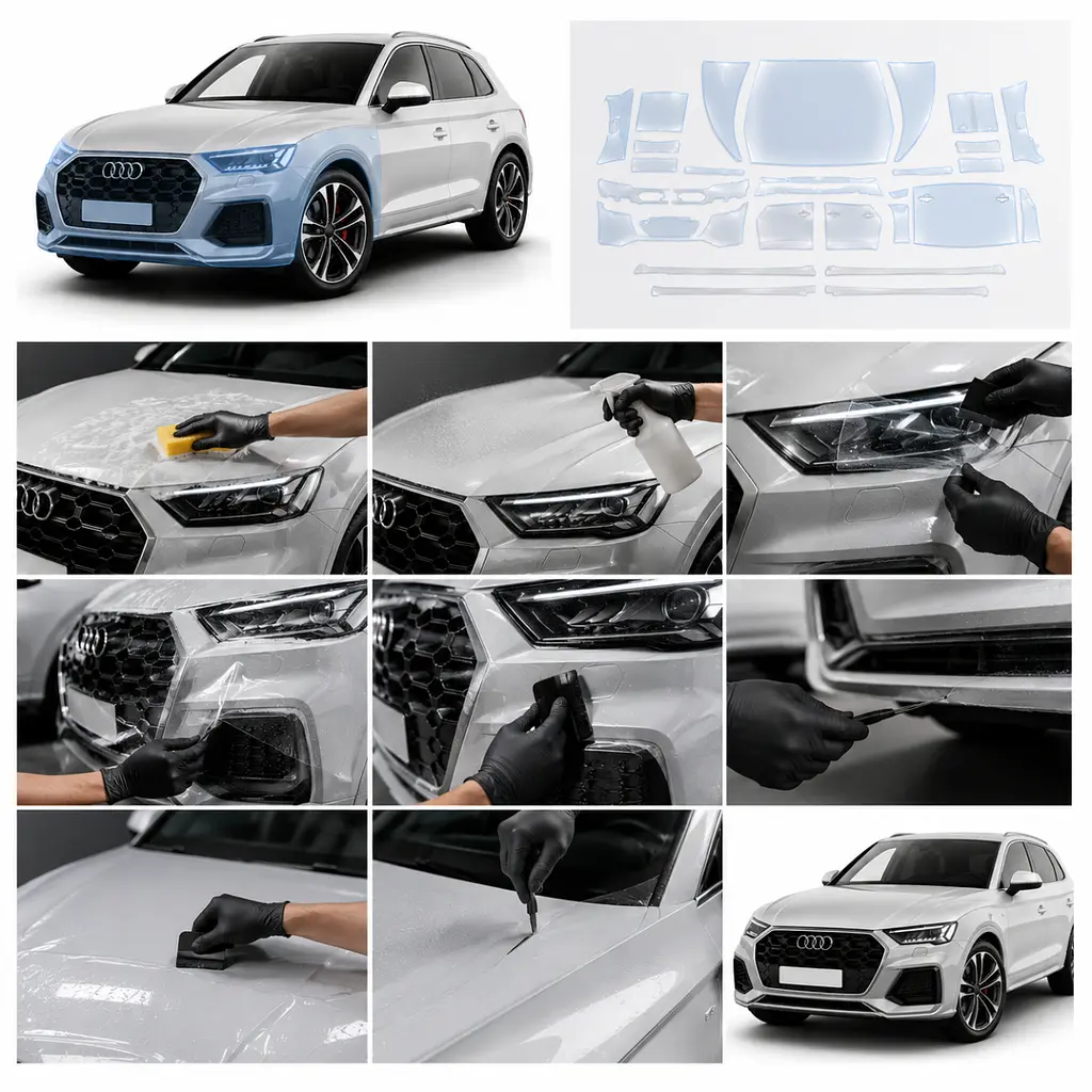 Антигравійна захисна бронеплівка за лекалами для Audi Q5 FY facelift 2021-2024 - повний кузов - фото 2