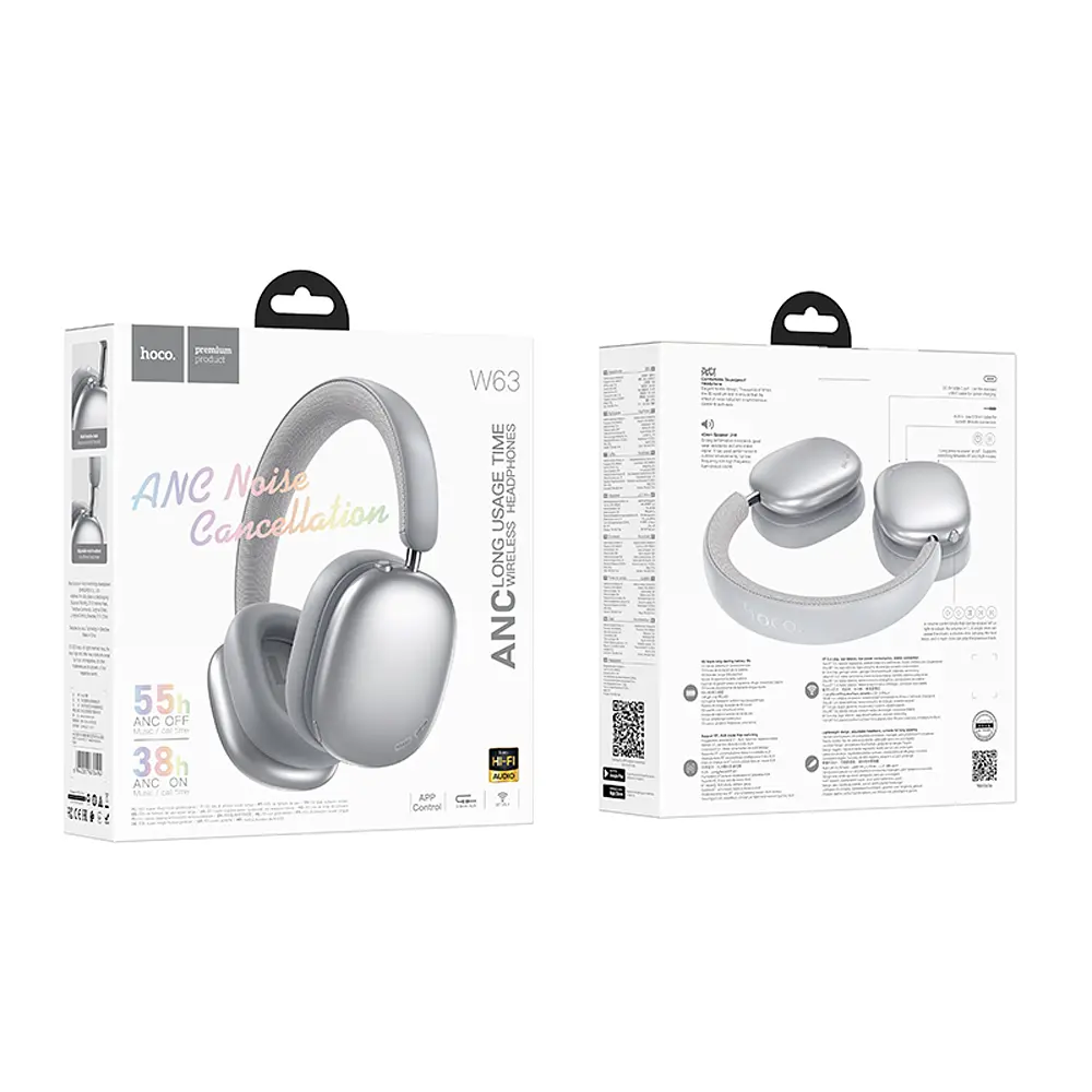 Навушники Bluetooth Hoco W63 Triunfo ANC BT headphones(App) Gray - фото 2