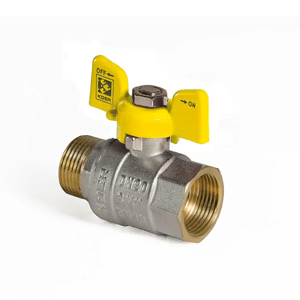 Кран кульовий Koer KR.218.G - 3/4" FM ГШМ Yellow, ручка "метелик" жовта KR0094 - фото 3