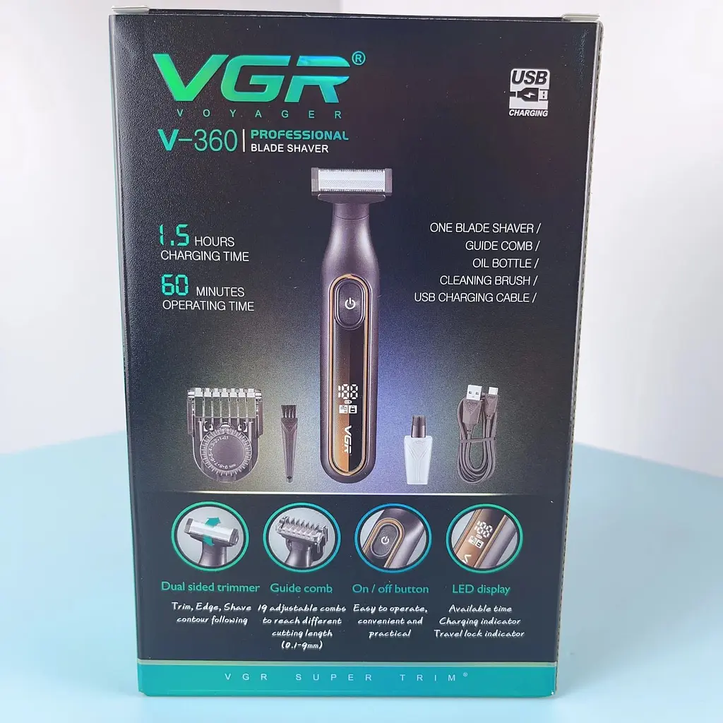 Електробритва VGR V-360 Green для вологого і сухого гоління чорно-зелена - фото 7