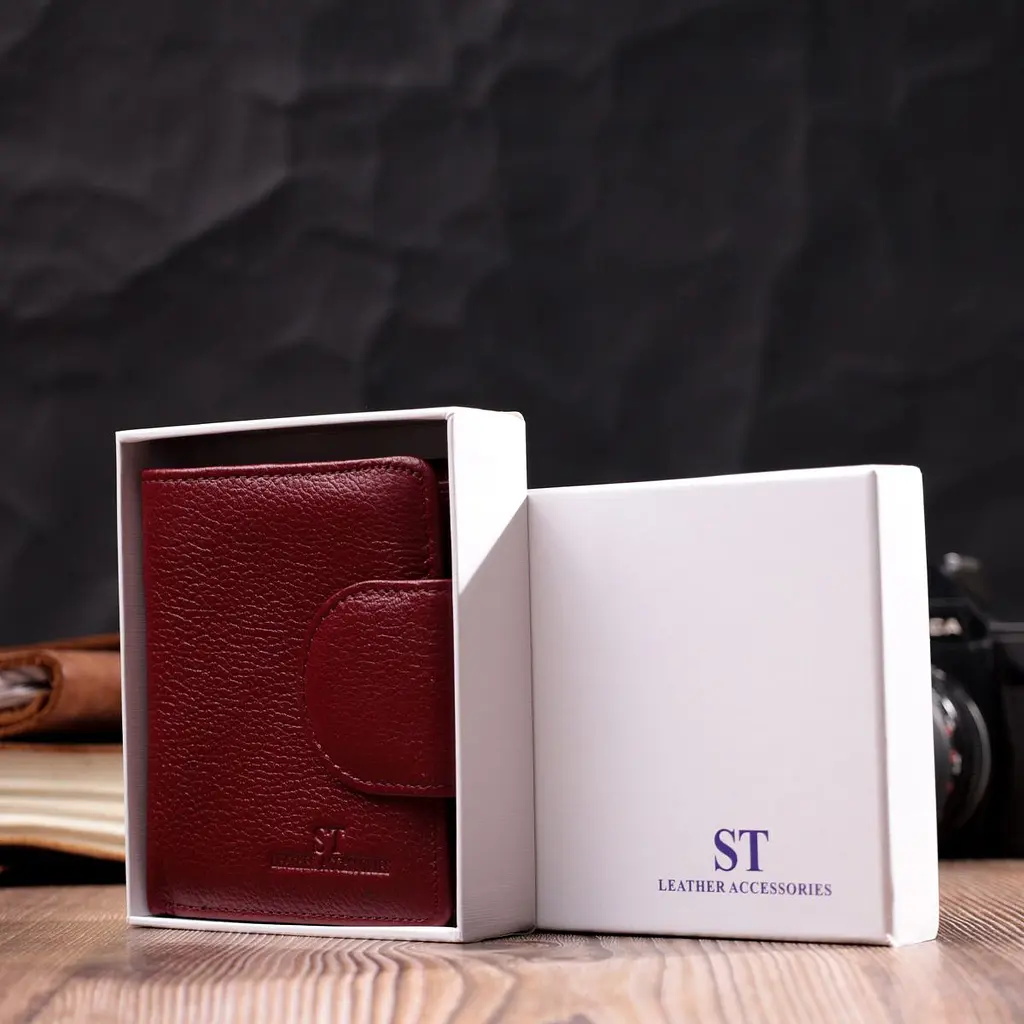 Жіночий гаманець вертикального типу із натуральної шкіри ST Leather 22452 бордовий - фото 9