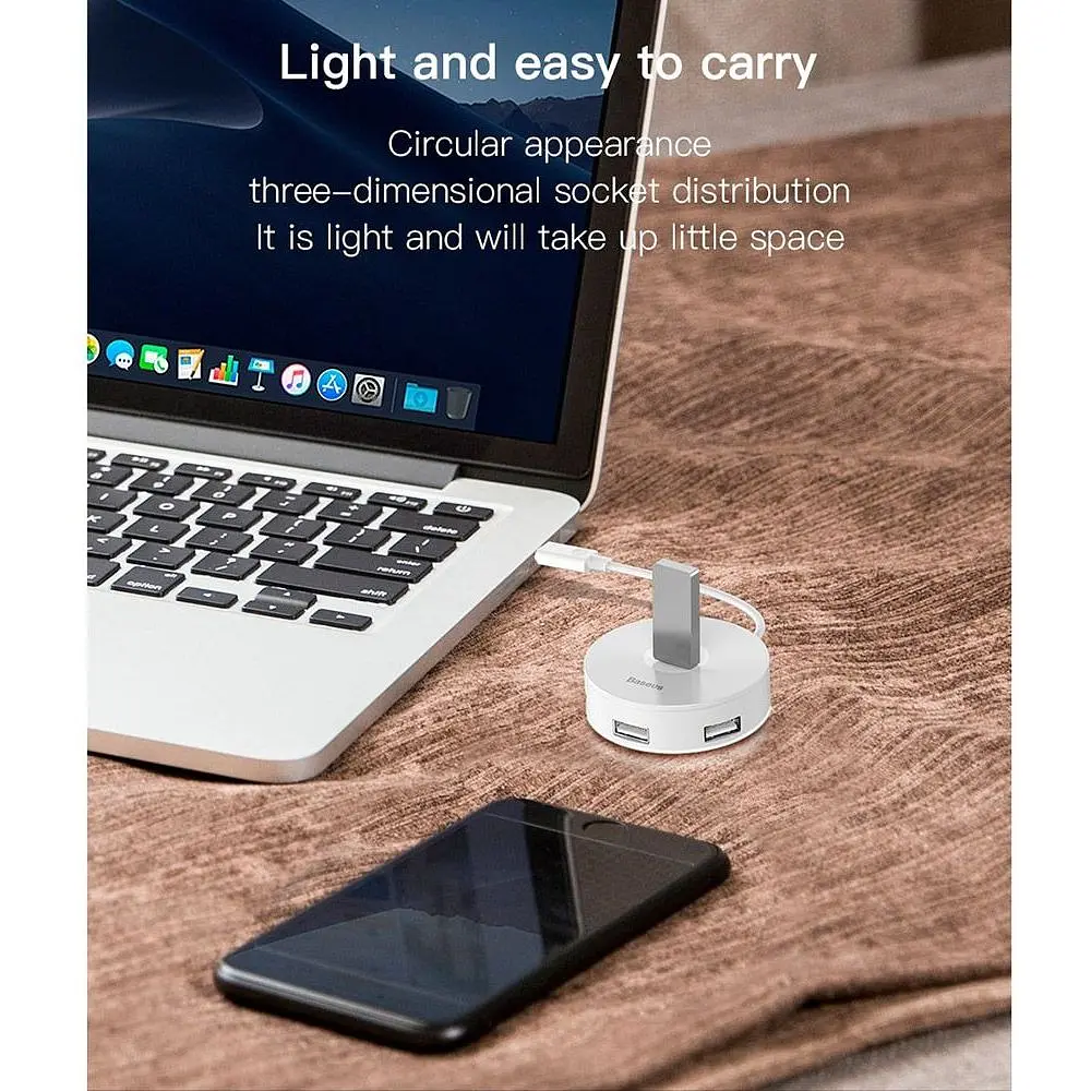 USB-хаб Baseus Round Box 4-Port USB-C Black 0.1м (CAHUB-G01) [77933] - фото 12