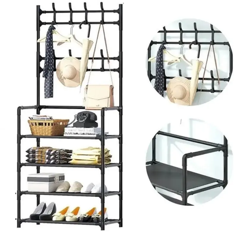 Вішалка-стійка Stenson з полицями для взуття 80 x 25.5 x 170 см (35428) - фото 2