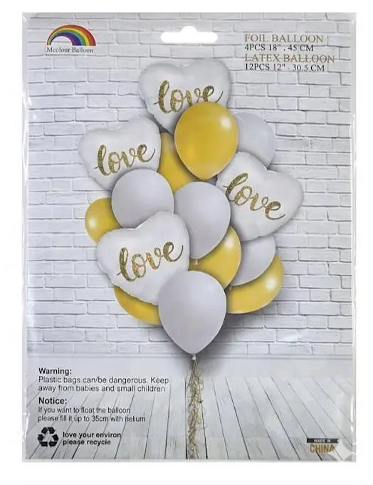 Набір повітряних фольгованих кульок із сердечками Love надувні декоративні для свят 12 шт. - фото 2
