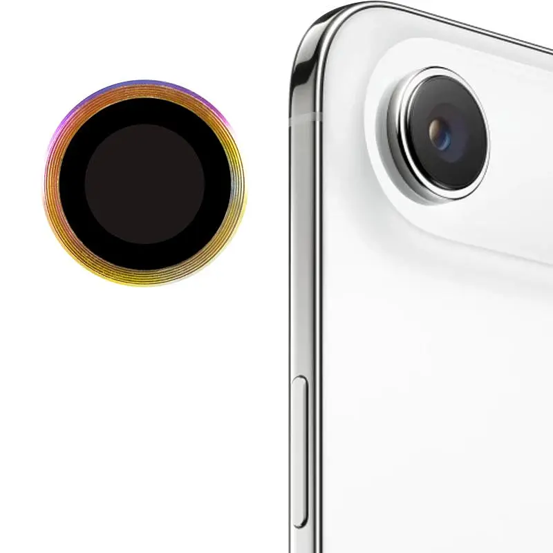 Захисне скло Metal Classic на камеру (у упак.) для Apple iPhone 17 Air (6.5) Бузковий / Rainbow - фото 4