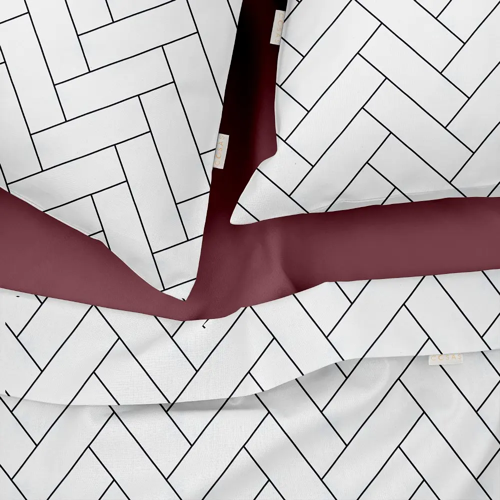 Комплект постельного белья Cosas Geometry CS1 Семейный белый (ParquetWhite_Cherry_160x2) - фото 3