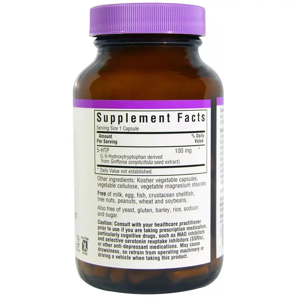 5-HTP Гідрокситриптофан Bluebonnet Nutrition 100 мг 60 капсул - фото 2