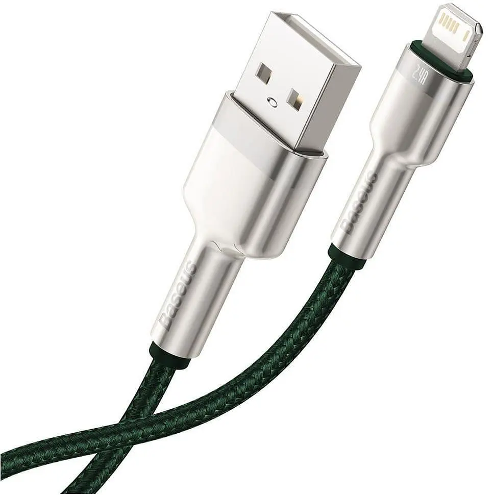 Кабель Baseus Cafule Metal Lightning 2.4A (2m) green (CALJK-B06) - фото 3