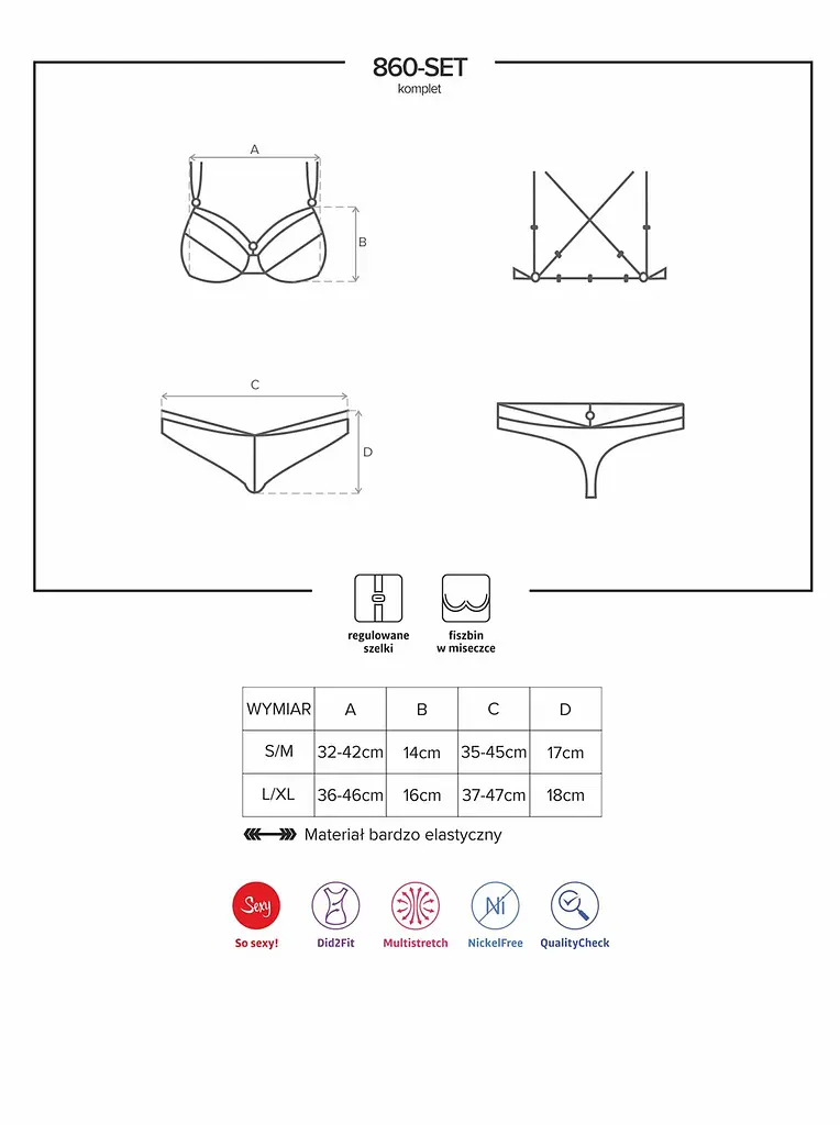 Комплект белья Obsessive 860-SET-1 L/XL красный - фото 7