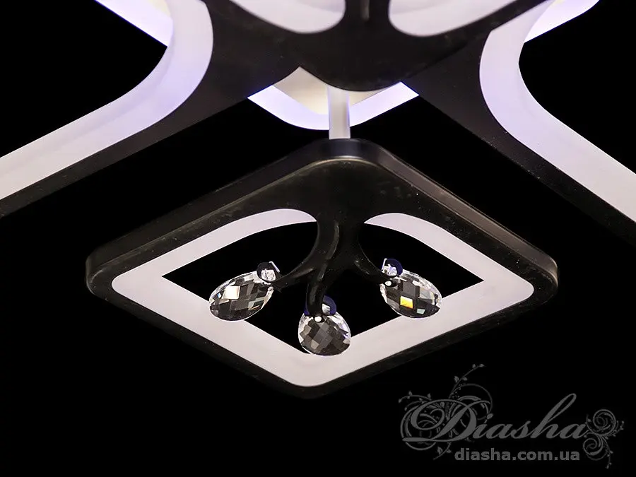 Люстра стельова LED Diasha 8157/2+2BK, 100W, 3200K-6000K, чорний метал, сучасний стиль, з диммером, акрилові плафони - фото 2