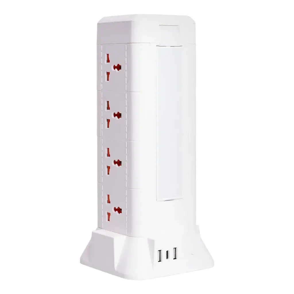 Сетевой фильтр-удлинитель Yiwu HP-5-11MF TOWER B24 4,8 м 12 розеток 3USB + 1PD LED-лампа белый  - фото 9
