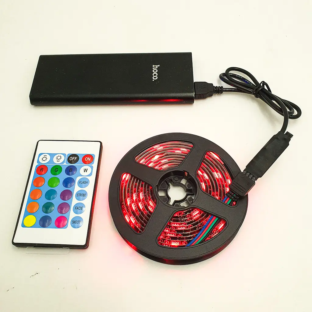 Стрічка світлодіодна RGB 5050 з пультом та Bluetooth управління з телефону від USB для фонового підсвічування у силіконі UKC 5 метрів - фото 5