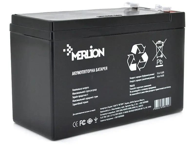 Акумулятор для ДБЖ/інвертора MERLION 12V-9Ah Black (GP1290F2B)