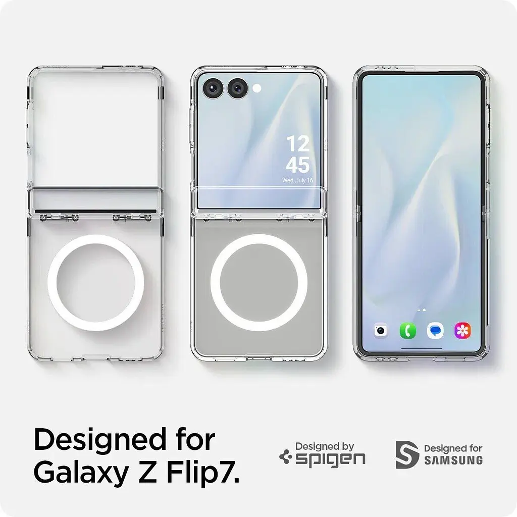 Чехол Spigen Ultra Hybrid Pro MagSafe для Samsung Galaxy Flip 7 Clear White (ACS09559) + защитное стекло - фото 19