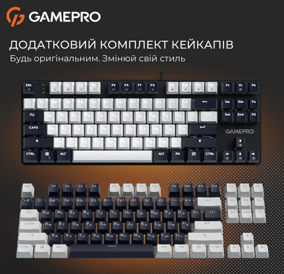 Клавіатура ігрова механічна GamePro MK-110-B USB Hot-Swap Outemu Red Switch Black-White - фото 6