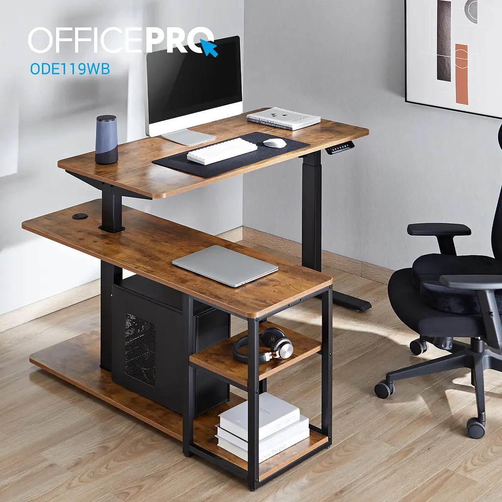 Компьютерный стол OfficePro с электрорегулировкой высоты коричневый (ODE119WB) - фото 17