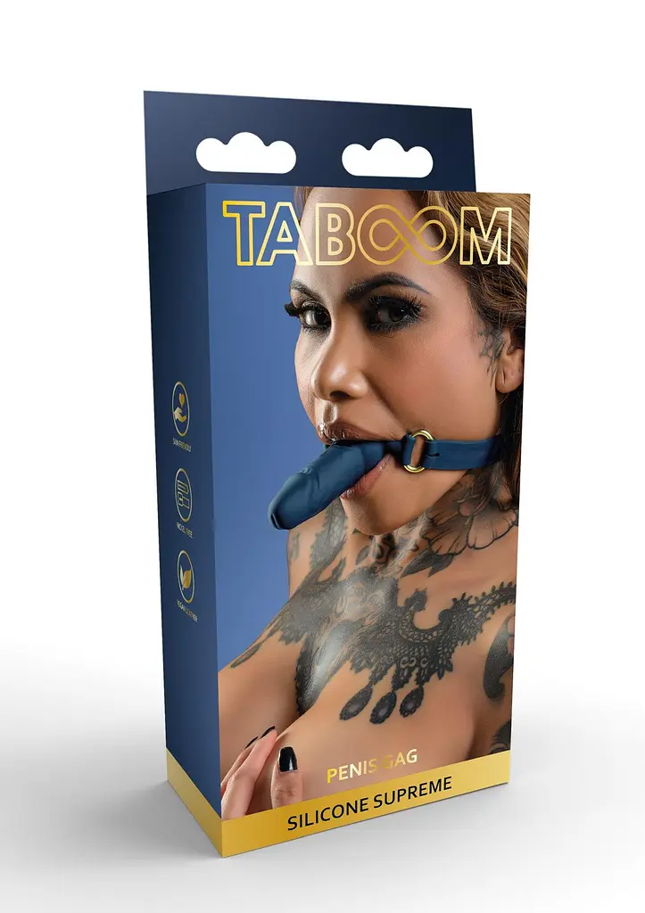 Кляп Taboom Silicone Supreme Breathable Penis Gag синий - фото 3