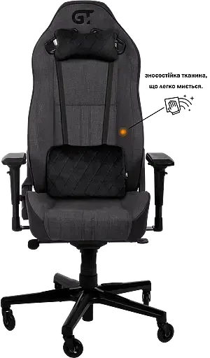Геймерское кресло GT Racer черное с темно-серым (X-8009 Fabric Dark Gray/Black XL) - фото 5