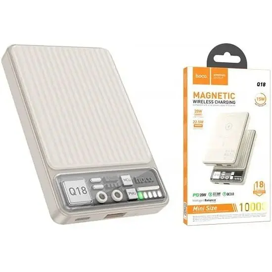 Зовнішній акумулятор Hoco Q18 Tourer магнітний 10000mAh білий 6942007605199 - фото 5