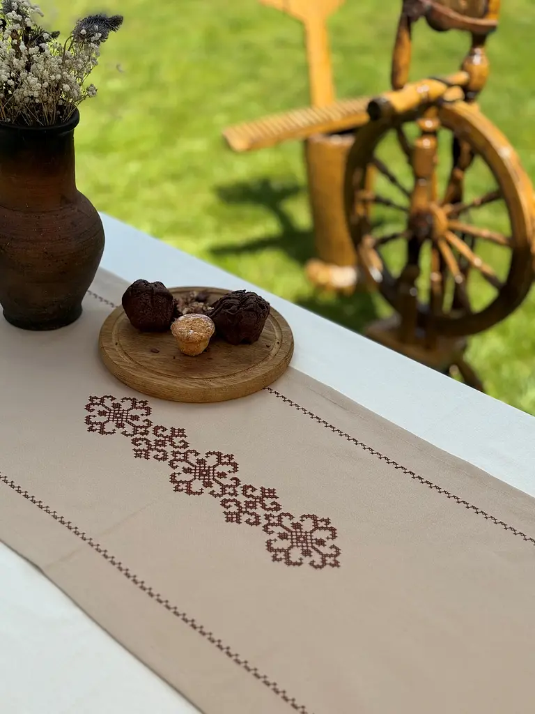 Ранер доріжка Ecotton 45x170 см для обіднього столу водовідштовхувальна в етно-стилі бежева (25258) - фото 3