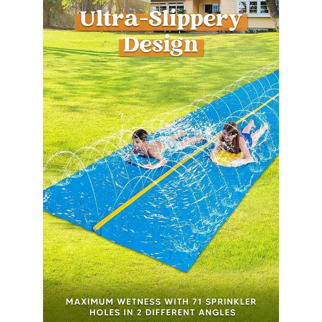 Величезна водна гірка Sloosh, 30 футів x 6 футів для важких умов експлуатації з вбудованим спринклером - фото 5