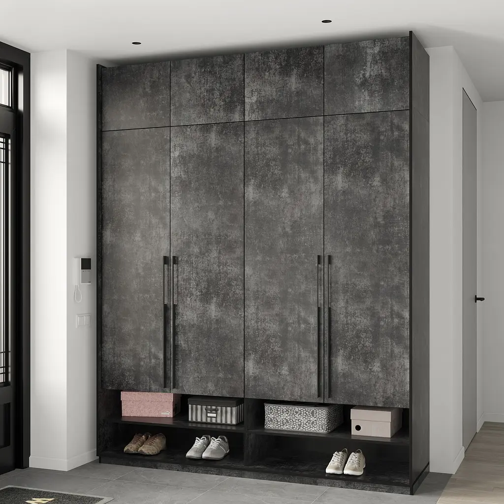 Шафа для одягу Flamecame з поличками на 4 двері у передпокій FR-07 Бетон Темний - фото 3