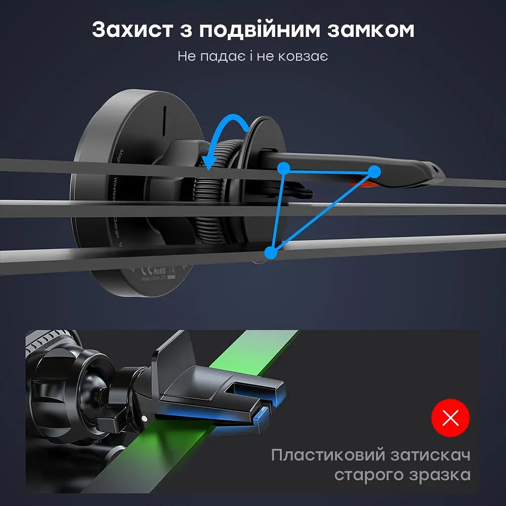 Автомобільний зарядний пристрій Choetech T205-F Black бездротова зарядка, магнітне кріплення (43-00139) - фото 8