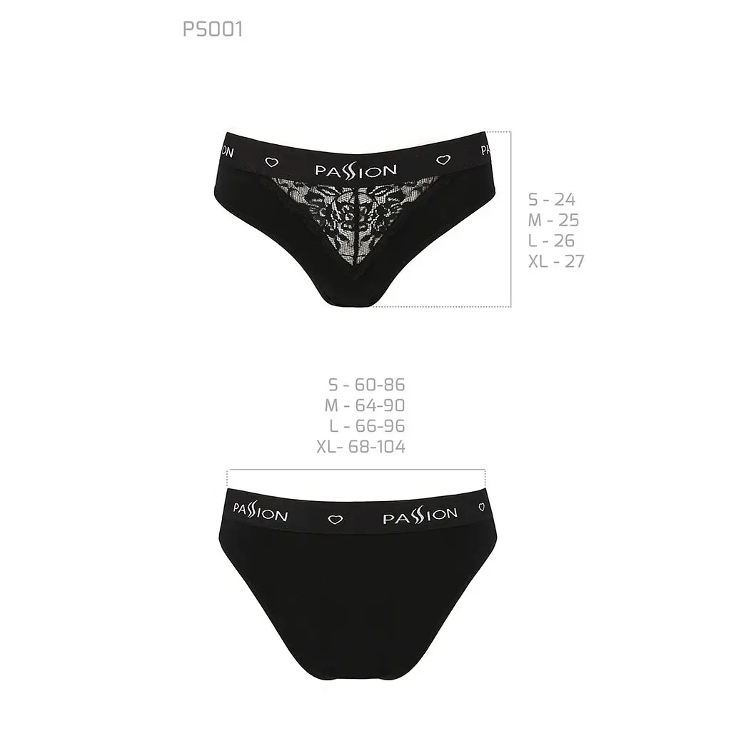 Трусики з широкою гумкою і мереживом Passion PS001 PANTIES M, black - фото 6