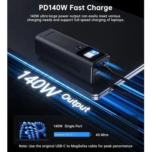 Зовнішній акумулятор Choetech 27000mAh 140W IN/OUT 2xUSB-C PD5.0 USB-A B670-CCGY - фото 6