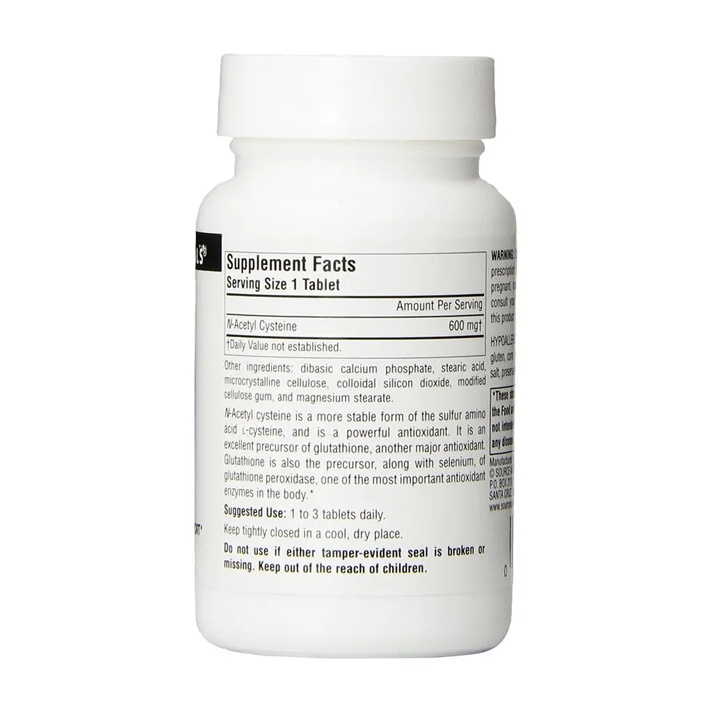 Амінокислота Source Naturals NAC (N-Ацетил-L-Цистеин) 600мг, 60 таблеток (SN0850) - фото 2