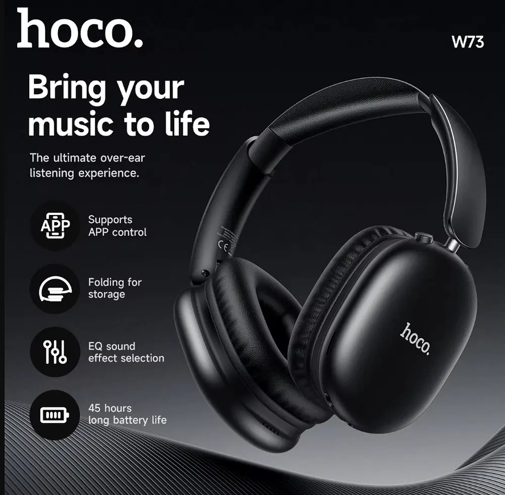 Навушники Bluetooth Hoco W73 Graceful BT headphones(App) Чорний - фото 4