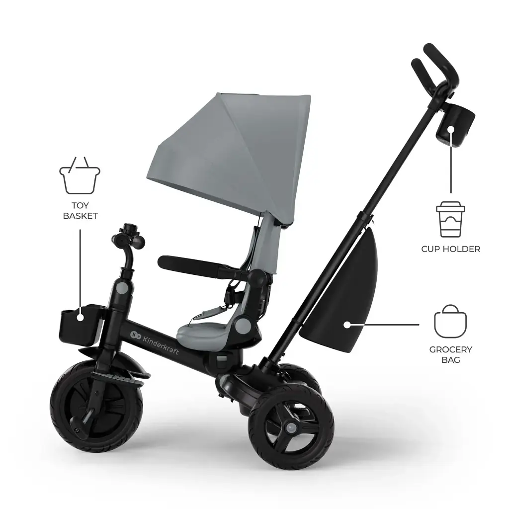 Триколісний велосипед Kinderkraft Aveo 2 Plus Grey (KRAVEO02GRY0000)  - фото 7