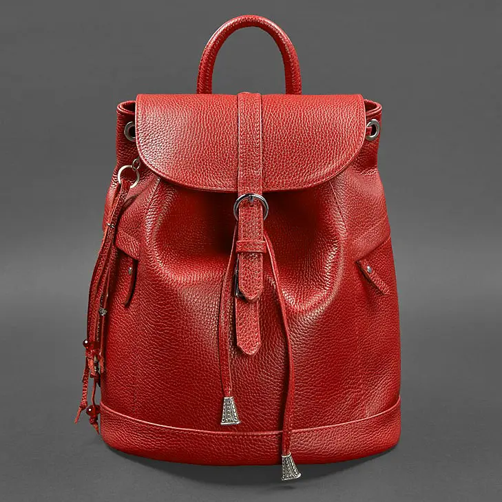 Шкіряний жіночий рюкзак Олсен червоний - фото 11