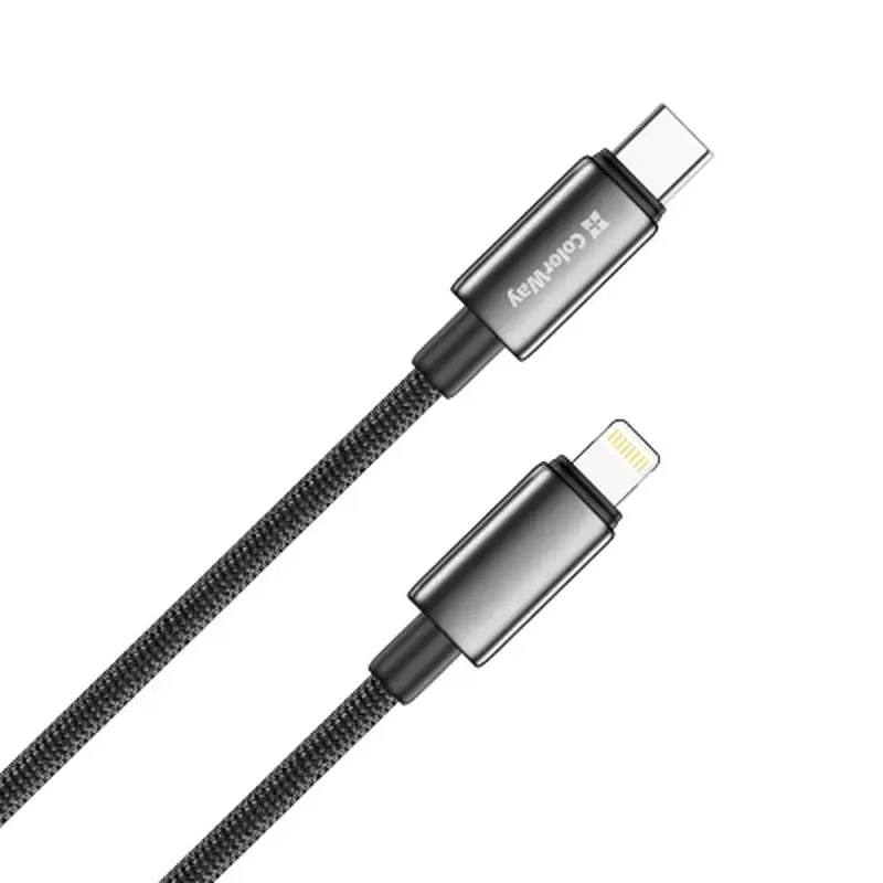 Дата кабель USB-C to Lightning 1.0m PD30W zinc alloy braided black ColorWay (CW-CBPDCL098-BK) - фото 3