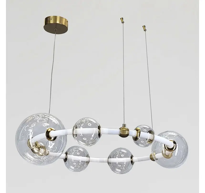 Підвісна LED люстра-кільце Artlight 81991/D730 біла з латунню та скляними плафонами діаметром 72 см - фото 2