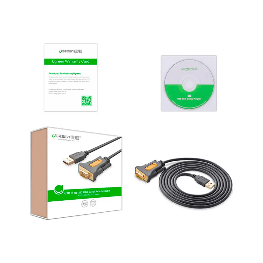Кабель для передачі даних USB to COM M 2.0m DB9 RS-232 CR104 black Ugreen (20222) - фото 4